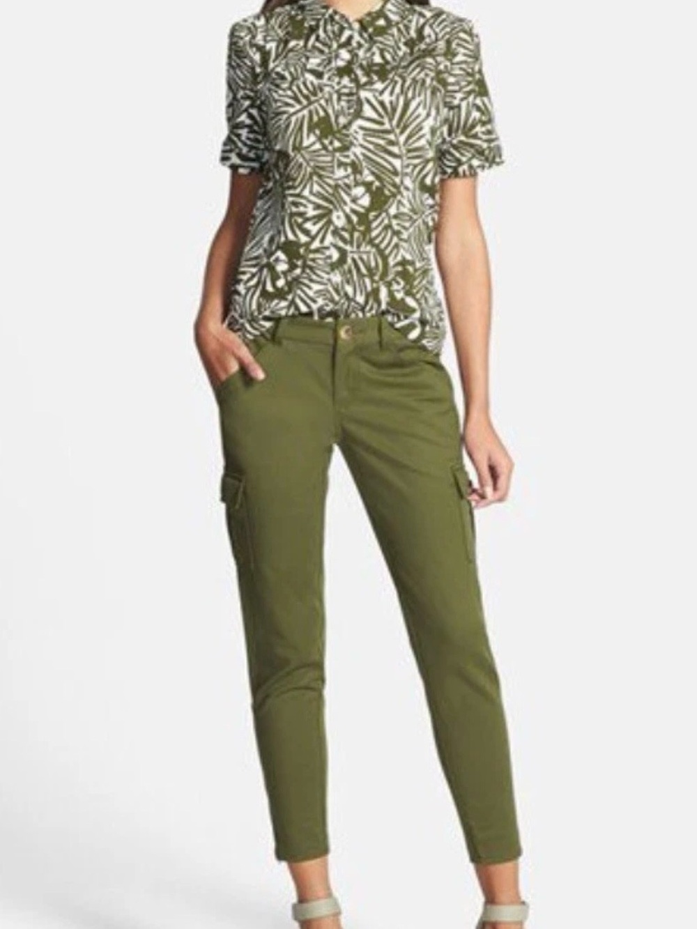 Kate Spade Havana Cargo Pants In Olive Green
